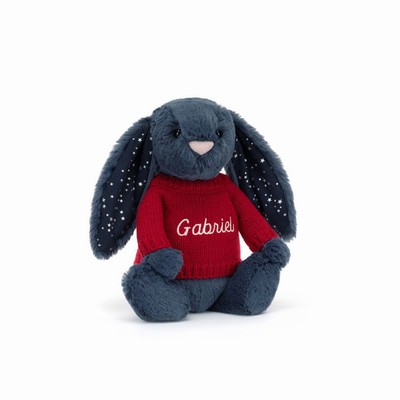 Jellycat Bashful Stardust Bunny with Red Jumper New Zealand | YIFEP9253